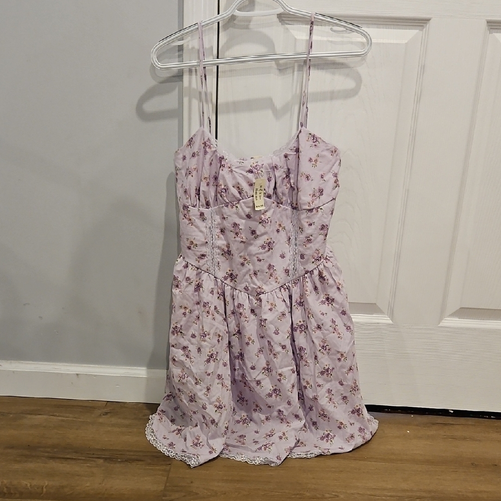 NWT Aeropostale Light Lavender Floral Spaghetti Strap Mini Dress
